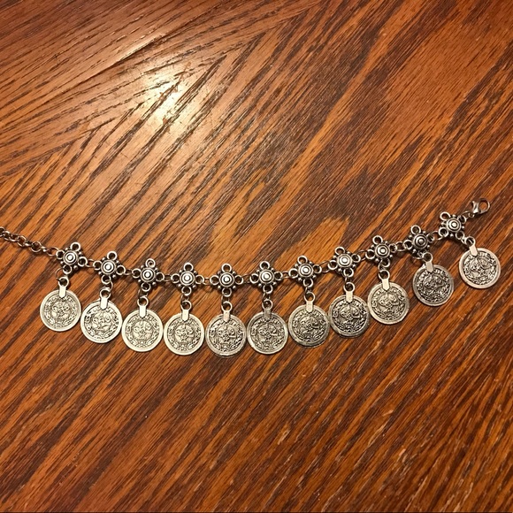 Silver Coin Ankle or Wrist Bracelet - Picture 2 of 9